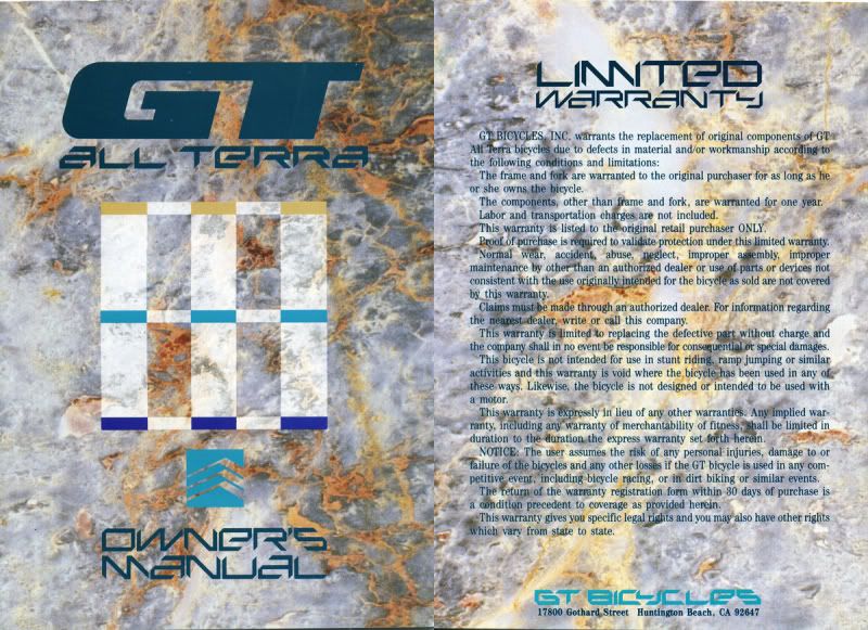 Catalogue 1991 GT Bicycles USA Catalog Retrobike